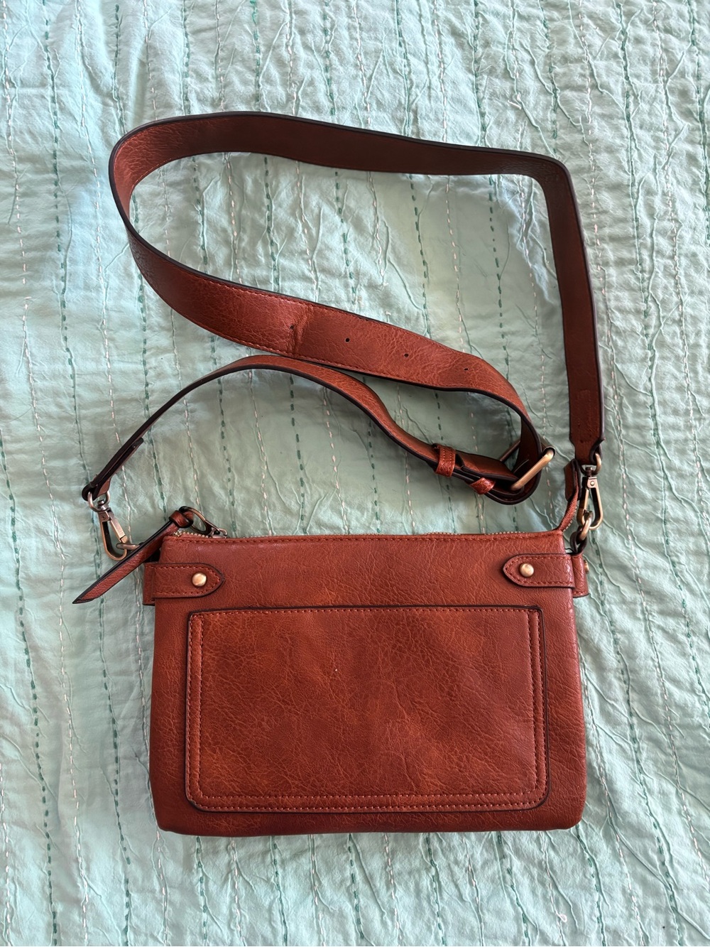 Brown faux Leather Crossbody Bag - Classic Everyday Style